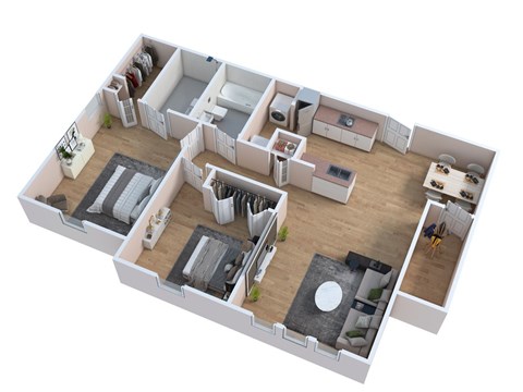 Floor plan for 2 beds, 2 baths, 926 sqft
